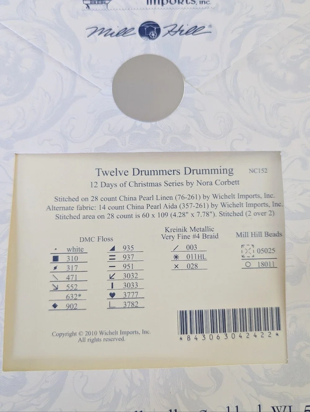 Nora Corbett 12 Days of Christmas Twelve Drummers Drumming Cross Stitch Kit NEW